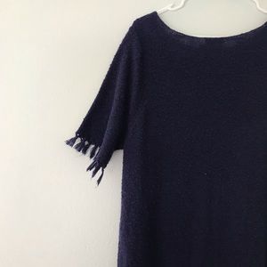 ASOS Curve Navy Knit Fringe Midi Dress